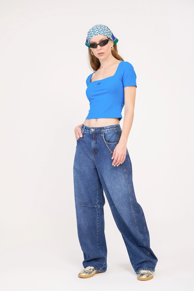 Blusa Canelada Slim Azul 7