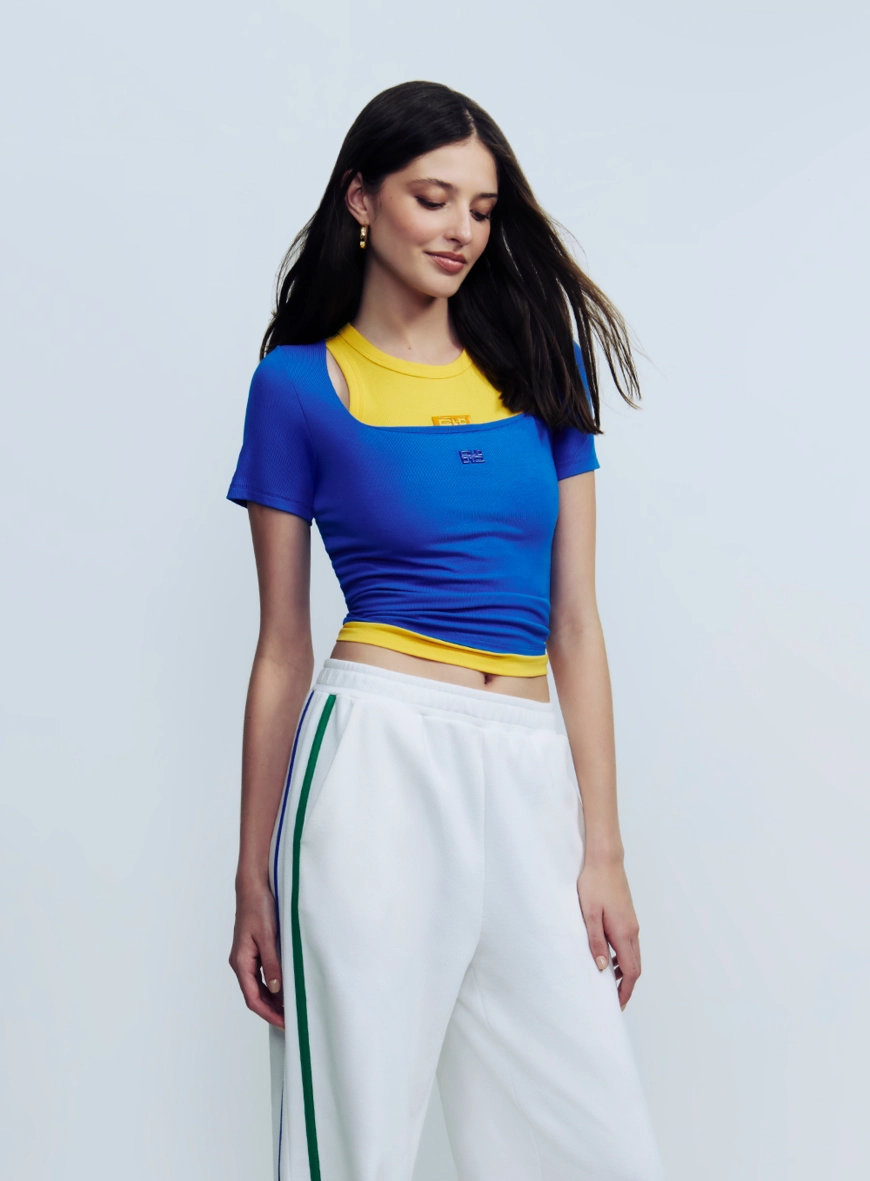 Blusa Canelada Slim Azul 1