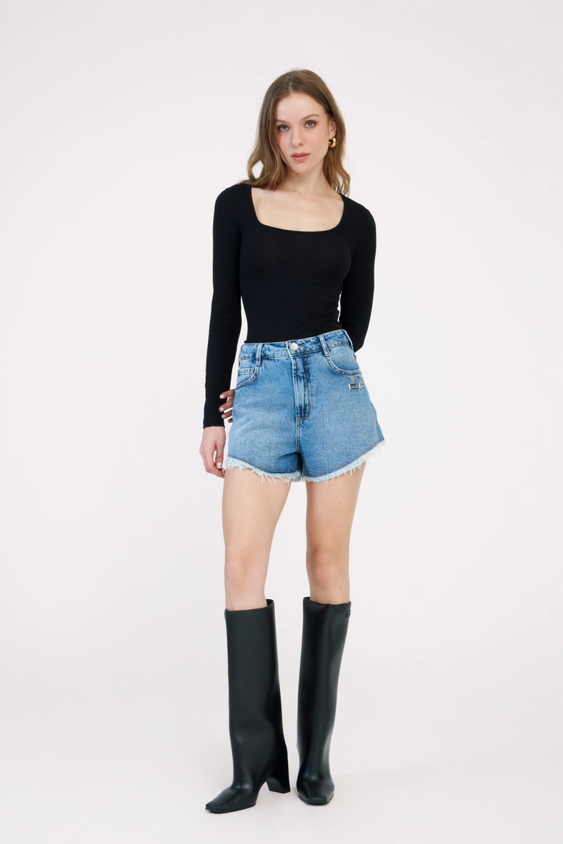 Blusa Slim Texturizada Manga Longa Preto 3