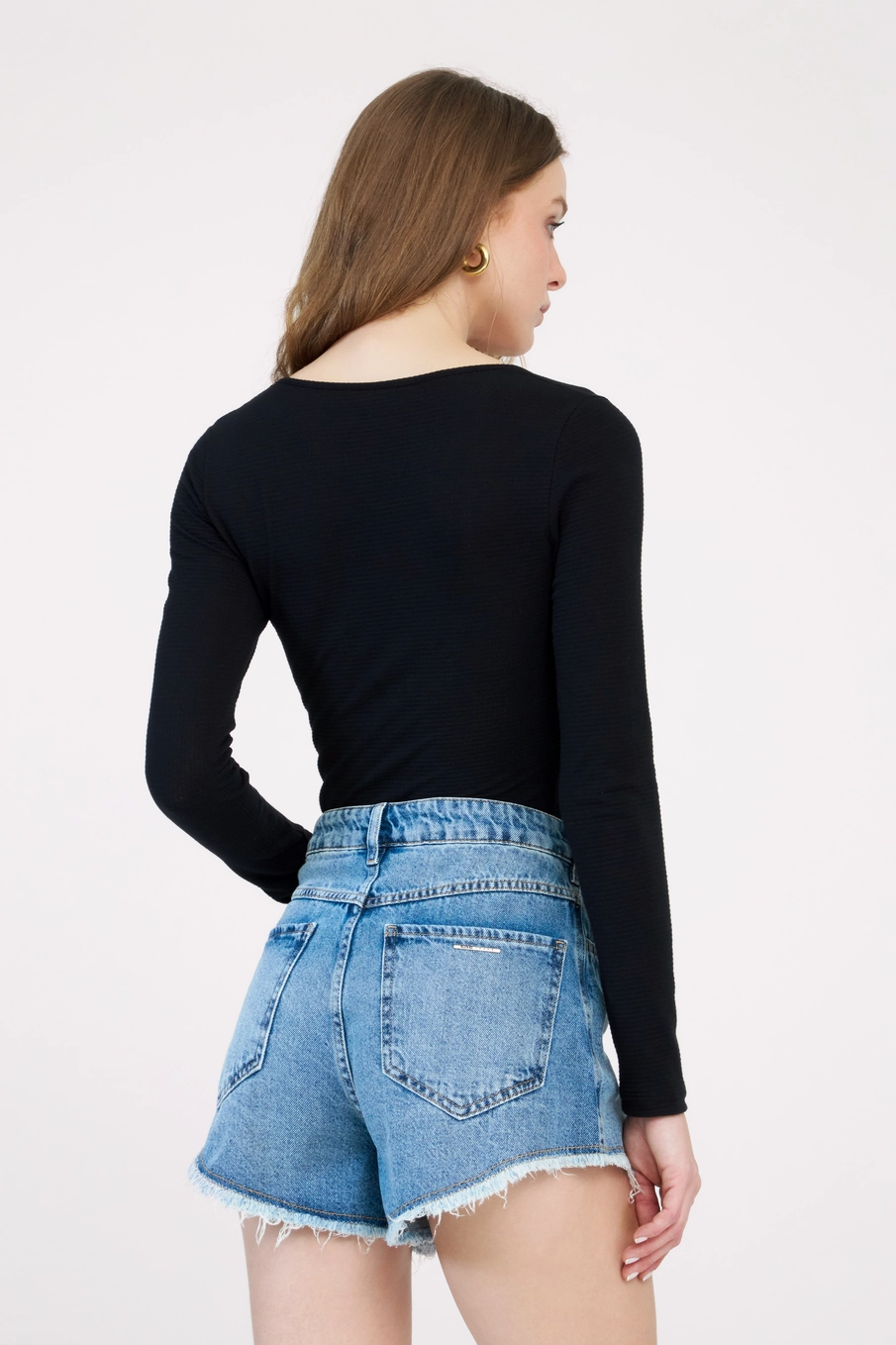 Blusa Slim Texturizada Manga Longa Preto 2