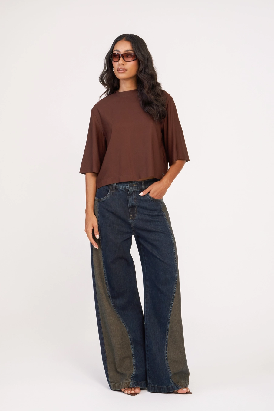 Blusa Mock Neck Comfort Marrom 5