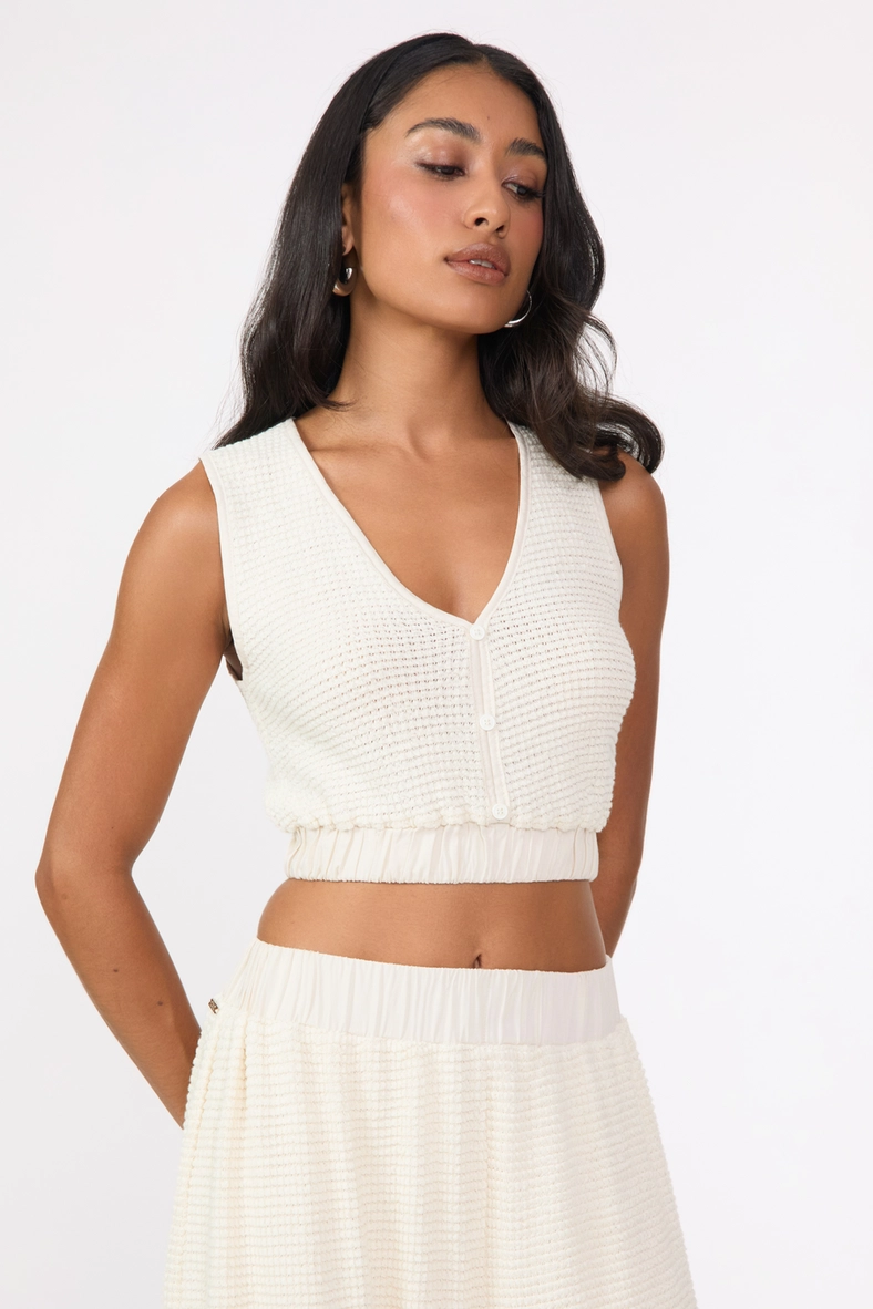 Blusa Comfort Alça Larga Texturizada Bege Italian 1