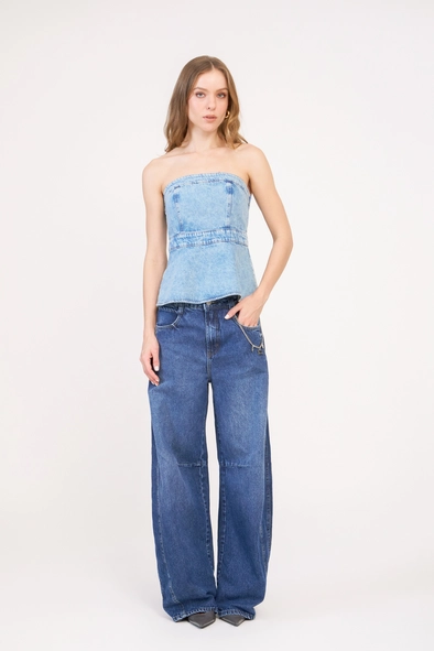 Blusa Jeans Tomara Que Caia