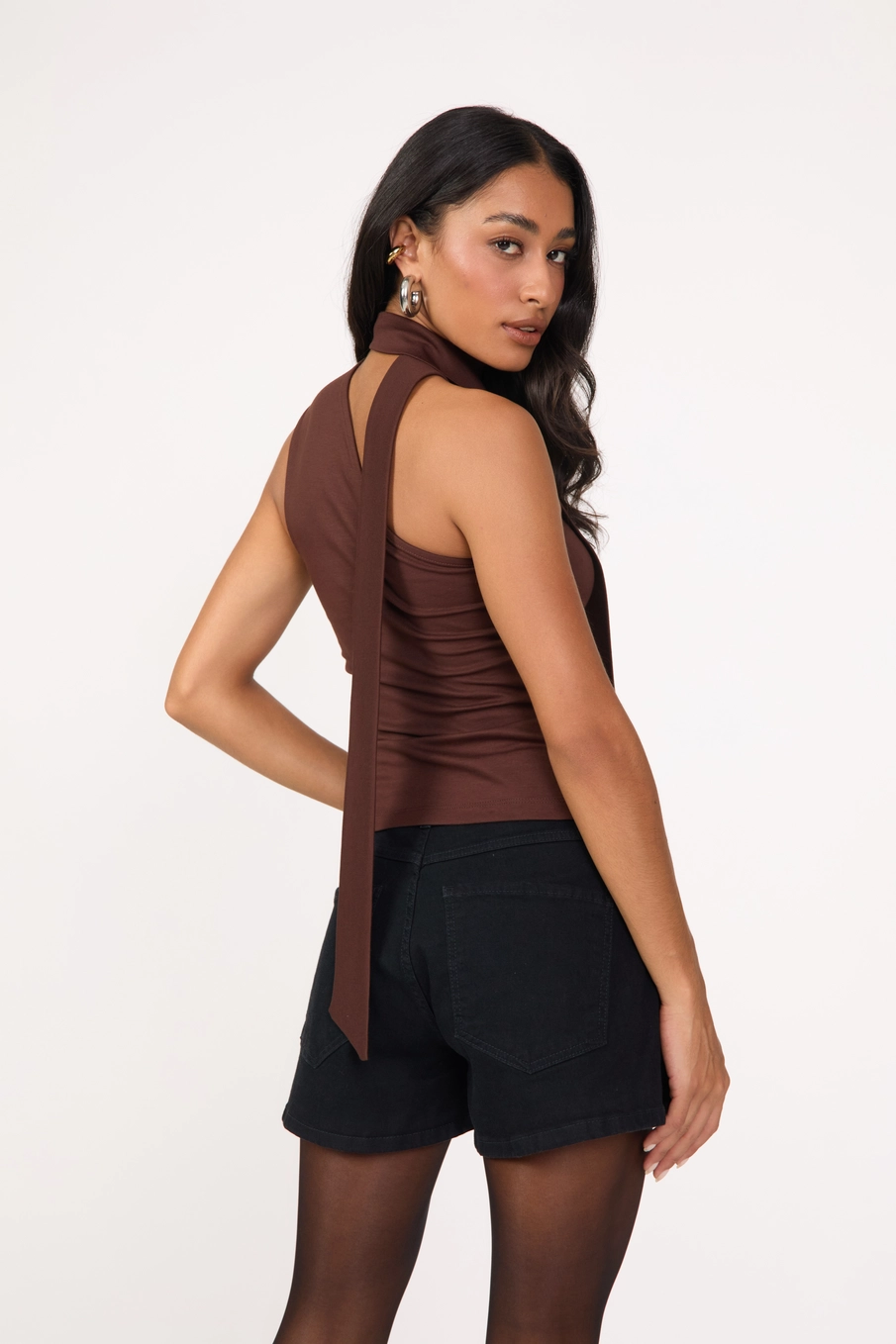 Blusa Slim One Shoulder Marrom 4
