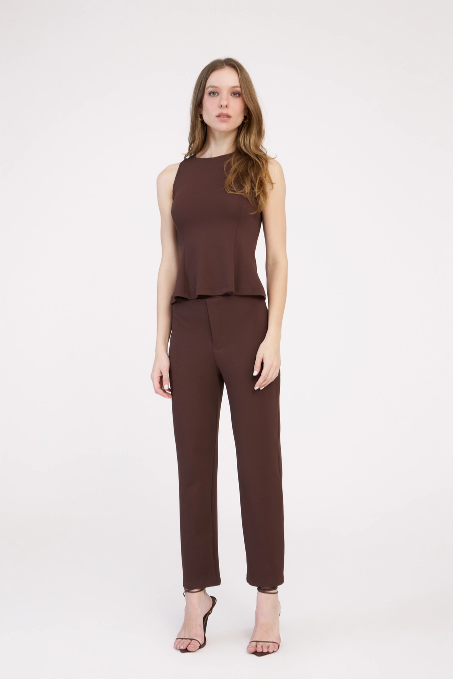 Blusa Slim Peplum Marrom 1