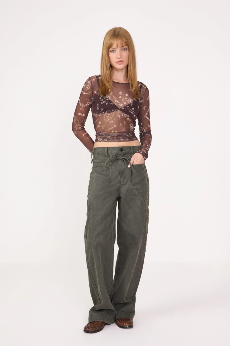 Blusa Slim De Tule Manga Longa Paisley Estampados 3
