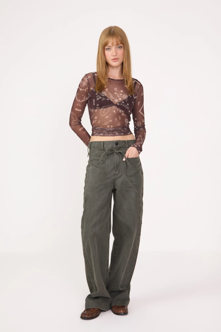 Blusa Slim De Tule Manga Longa Paisley Estampados 3