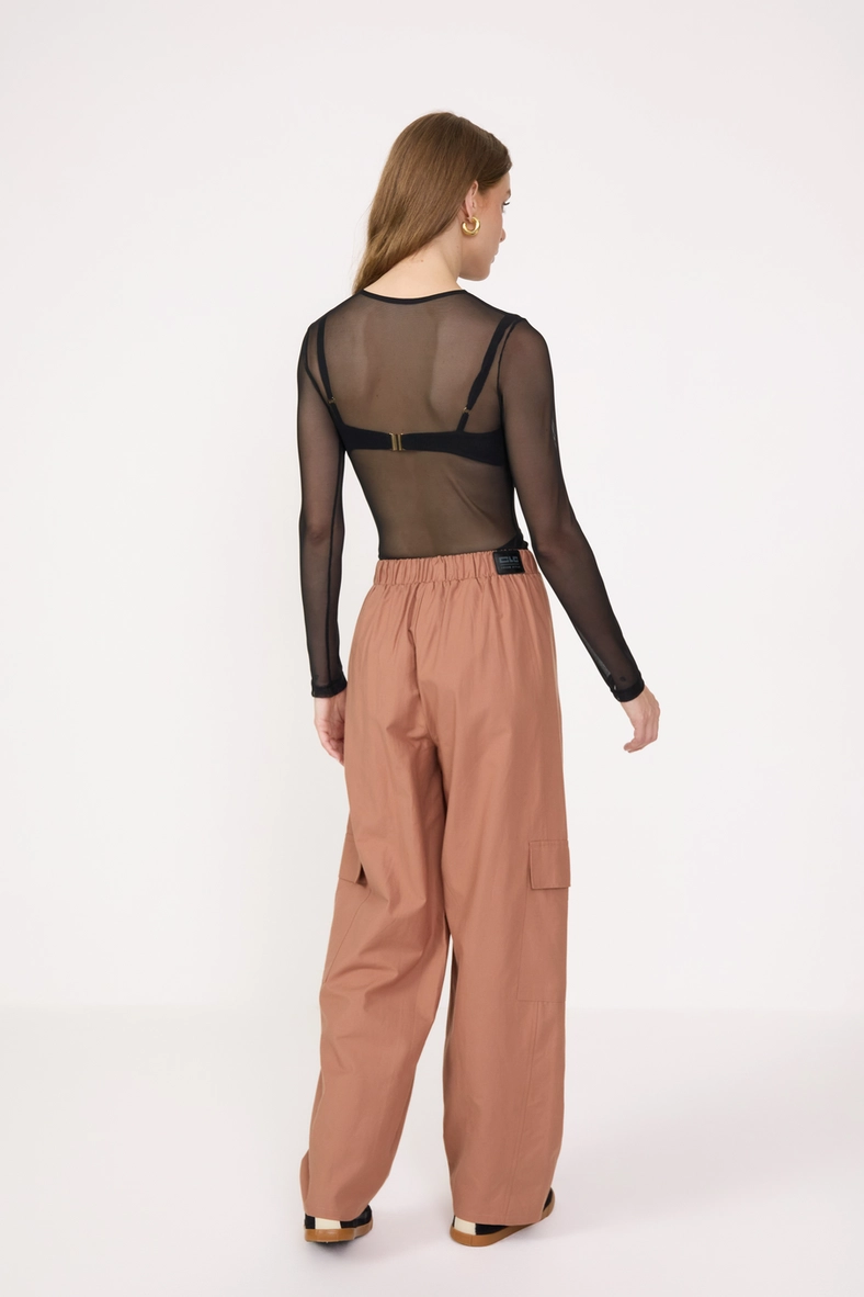 Blusa Slim De Tule Manga Longa Preto 4