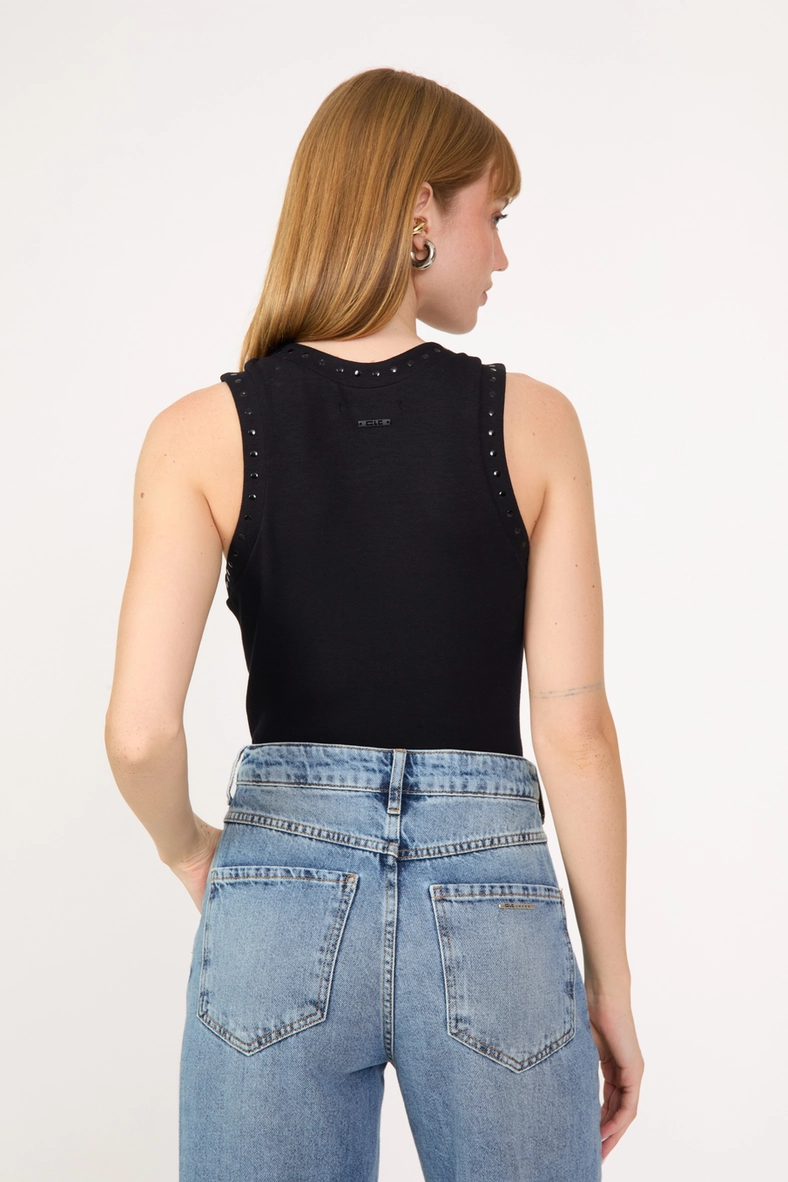 Regata Feminina Small Com Aplicação Preto 4