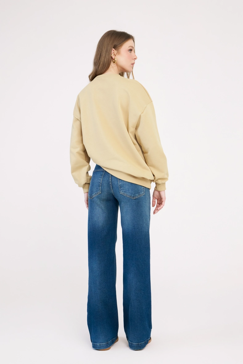 Blusão Feminino Oversized Estampado Bege 4