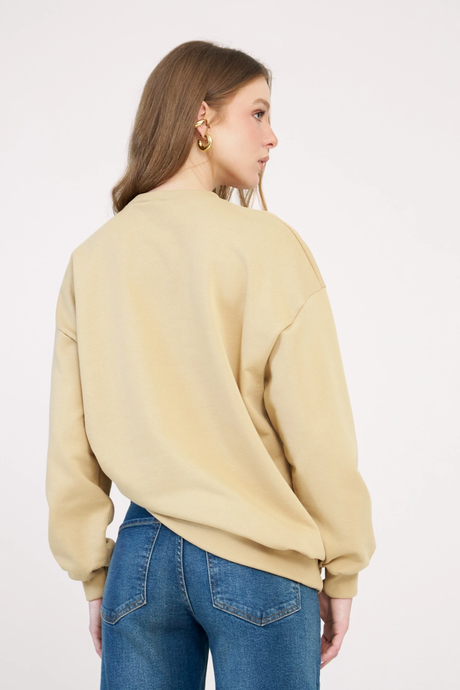 Blusão Feminino Oversized Estampado Bege 5