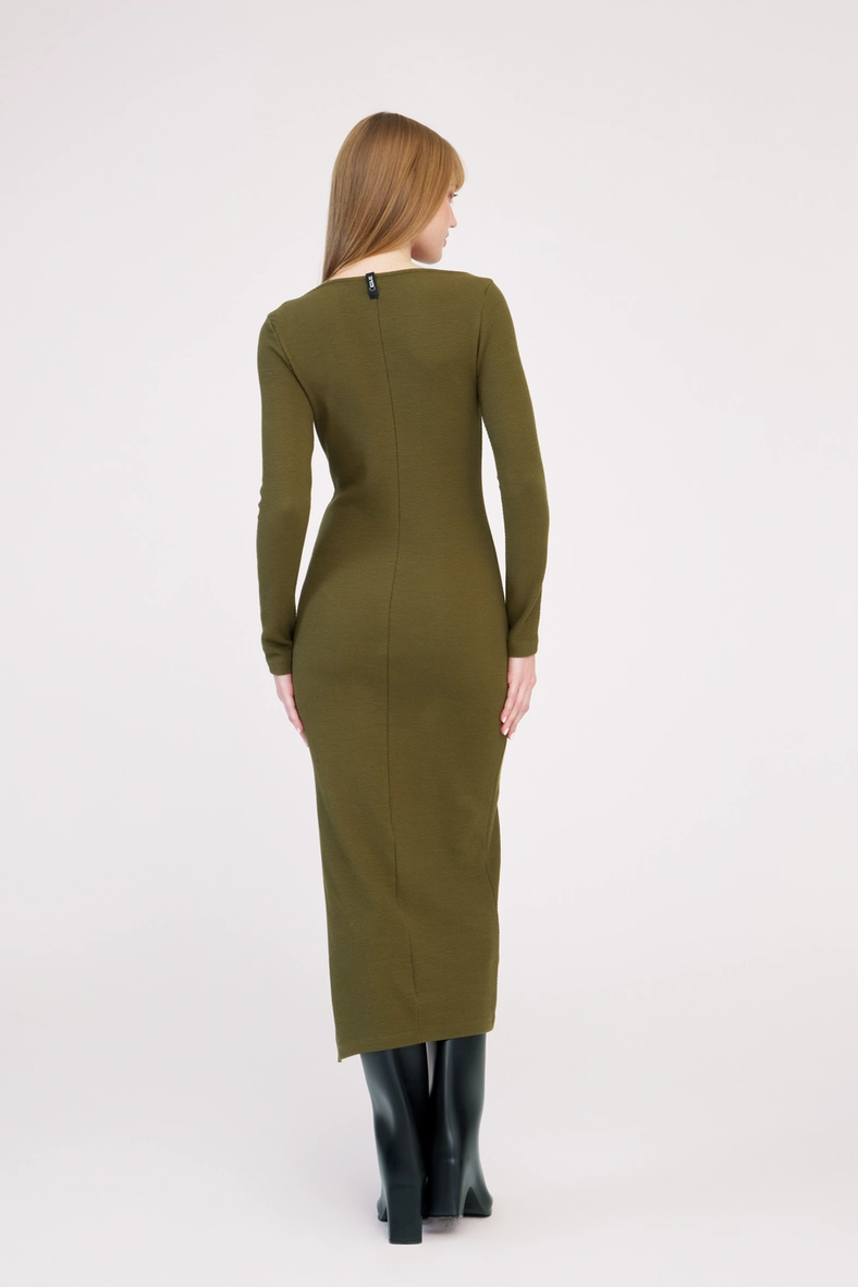 Vestido Midi Slim Decote Canoa Verde 3
