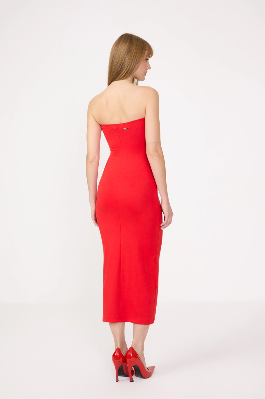 Vestido Midi Small Com Fenda Vermelho 2