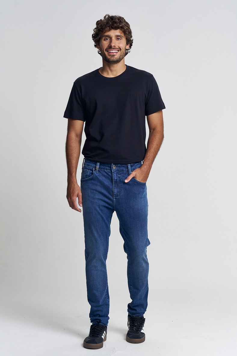 Calça Jeans Masculina Com Cintura Média - Bruno Índigo 1