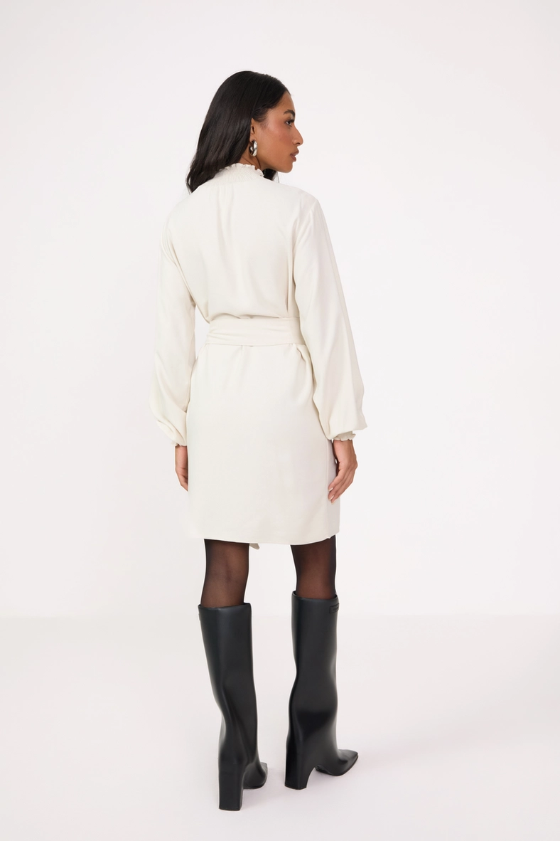 Vestido Curto Comfort Gola Alta Lastex Bege Italian 2