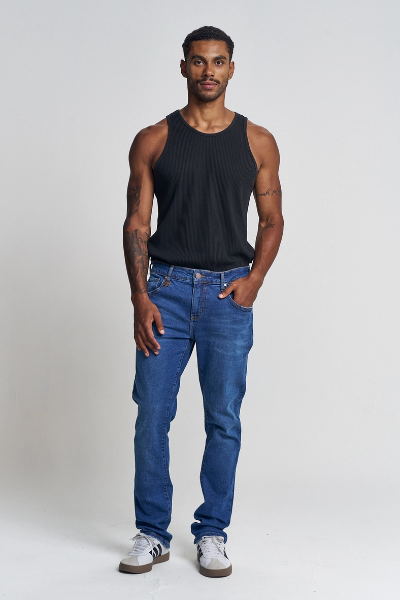 Calça Jeans Masculina Cintura Média - Gilson Slim Índigo 1