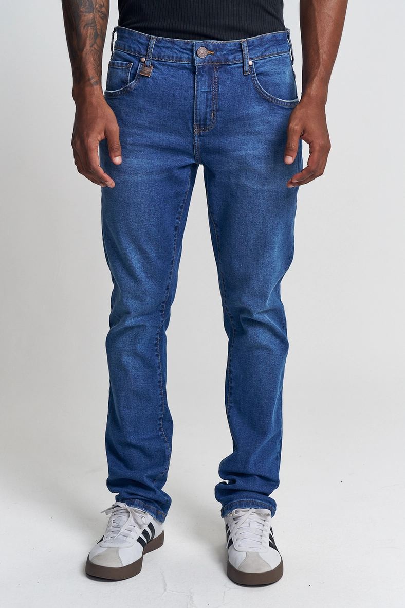Calça Jeans Masculina Cintura Média - Gilson Slim Índigo 2