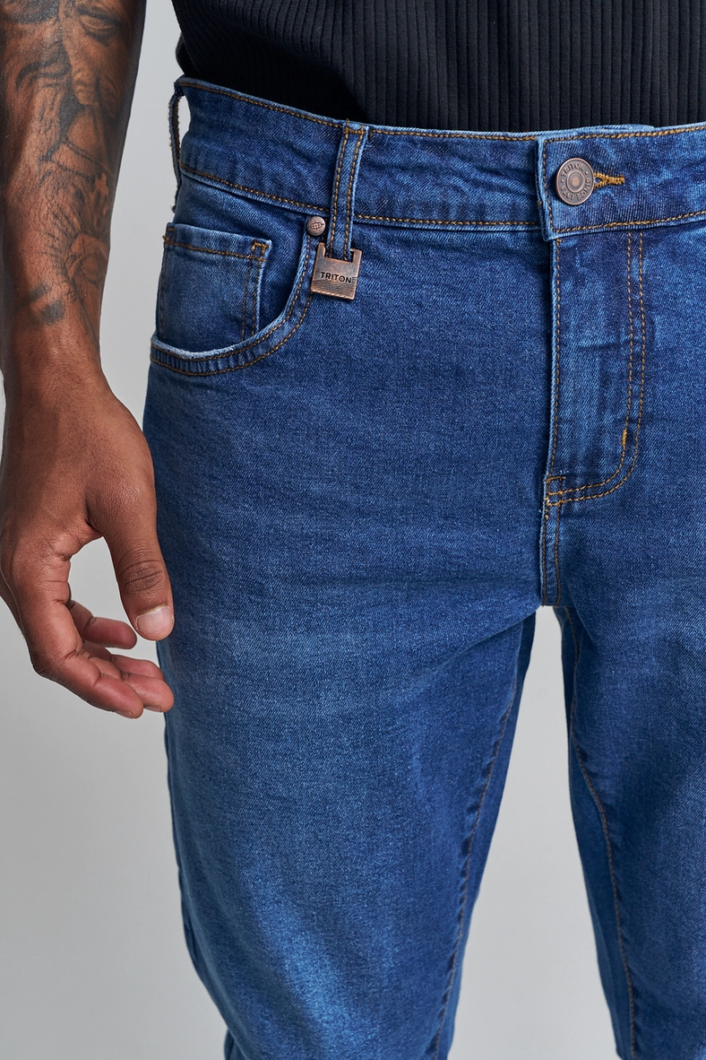 Calça Jeans Masculina Cintura Média - Gilson Slim Índigo 4