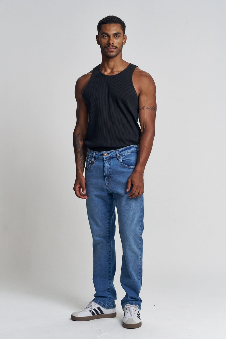 Calça Jeans Masculina Cintura Média - Leo Índigo 1