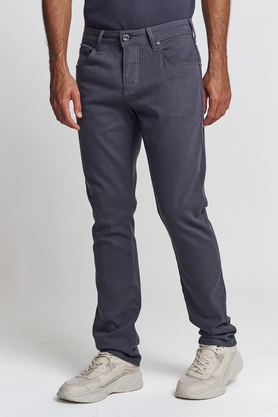 Calça Sarja Masculina Com Aplicação - Gilson Slim CINZA 2