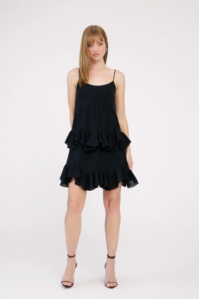 Vestido Curto Comfort Com Babados
