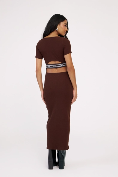 Vestido Maxi Midi Small Canelado Com Elástico