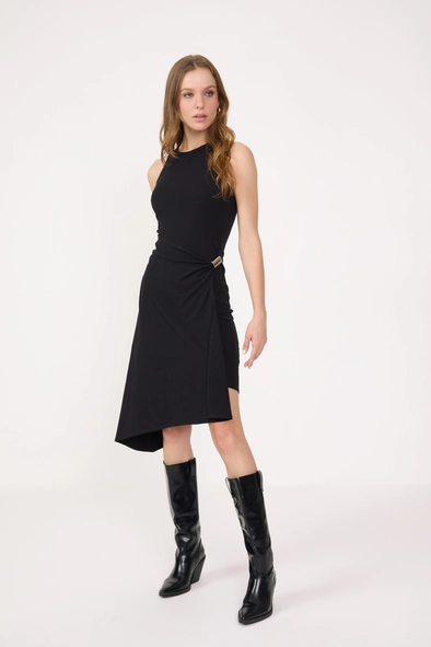 Vestido Slim Midi Com Transpasse