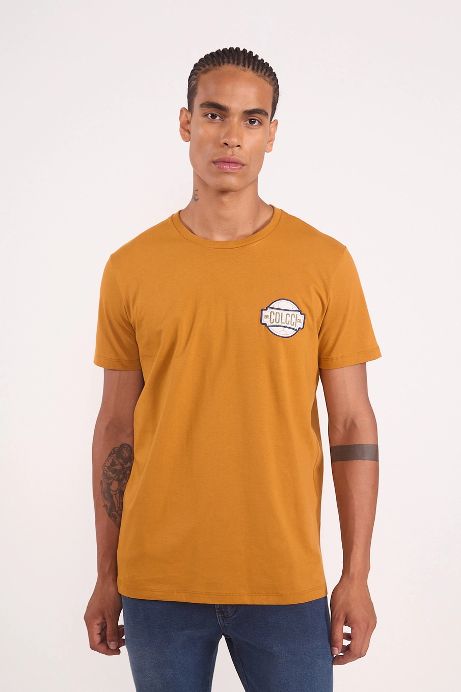 Camiseta Em Algodão Estampa Badge Amarelo