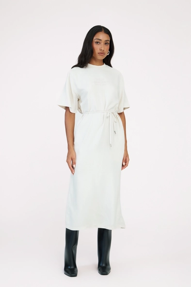 Vestido T-shirt Midi Comfort Com Amarração