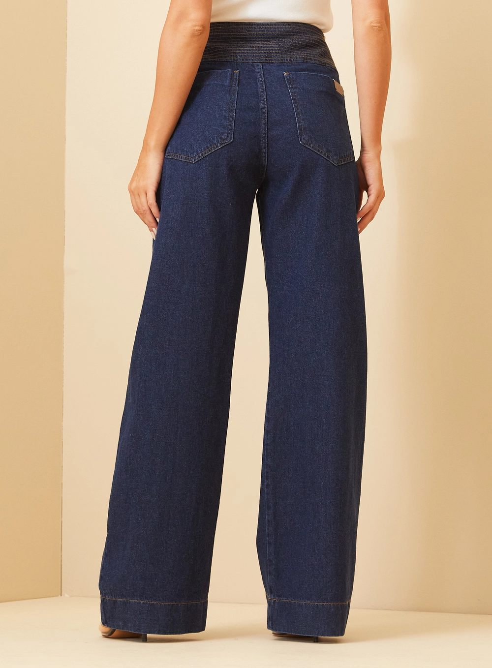 Calça Feminina Com Cós Transpassado - New Loren Índigo 4