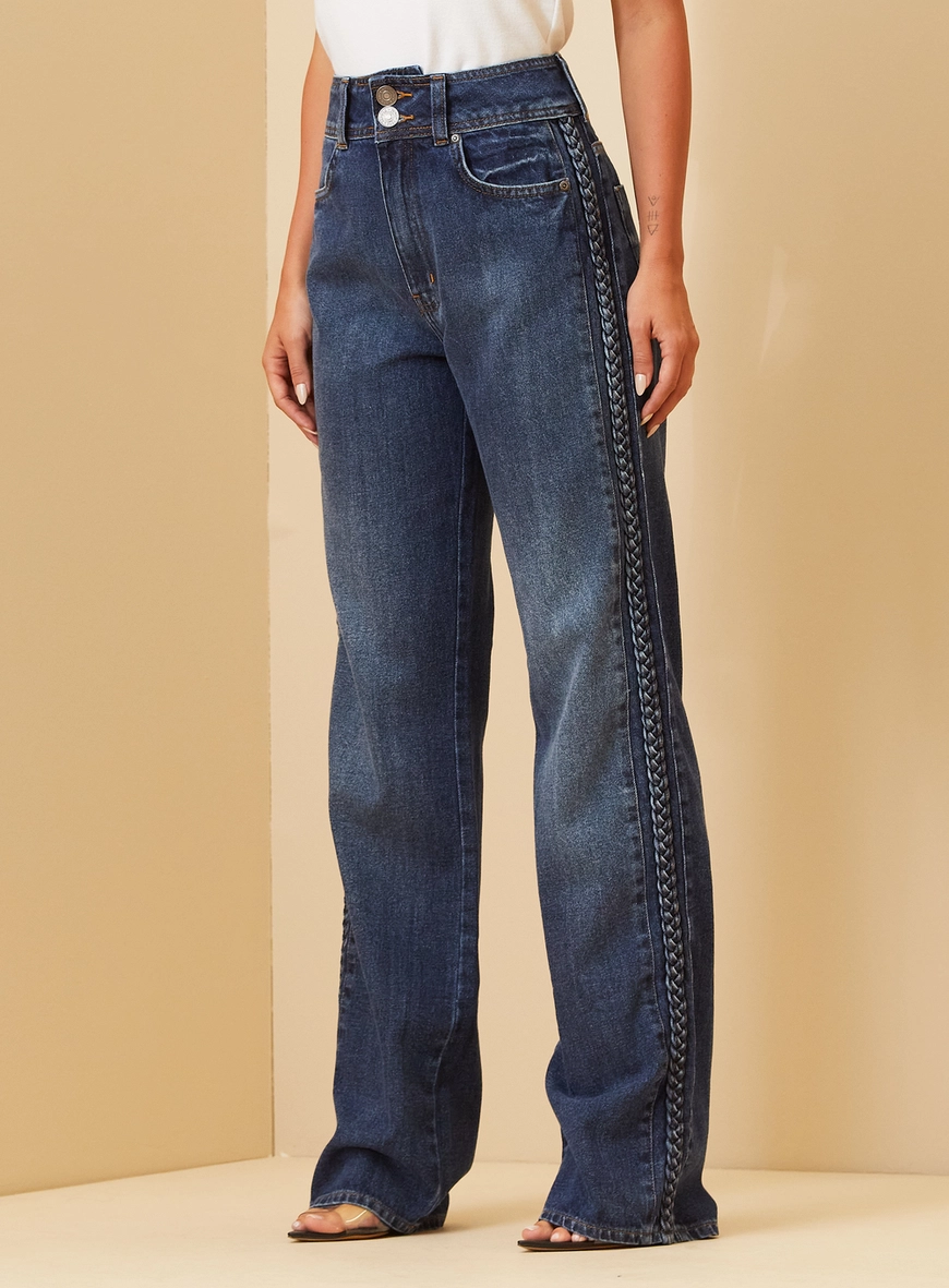 Calça Jeans Laura Com Trança Índigo 2