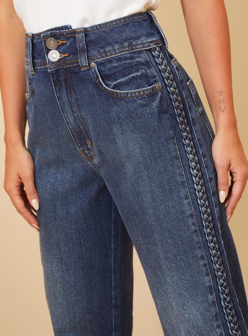 Calça Jeans Laura Com Trança Índigo 3