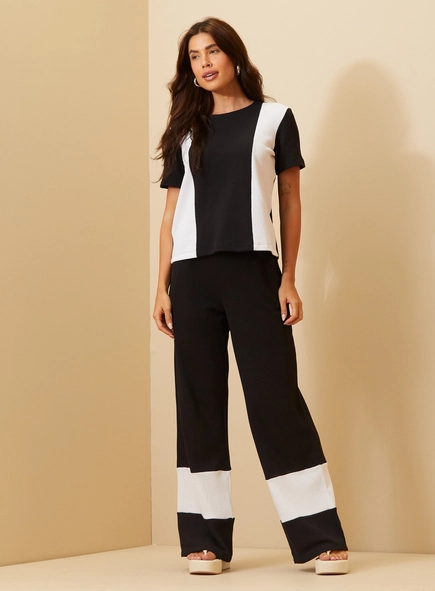 Calça Feminina Com Barra Bicolor - Comfort
