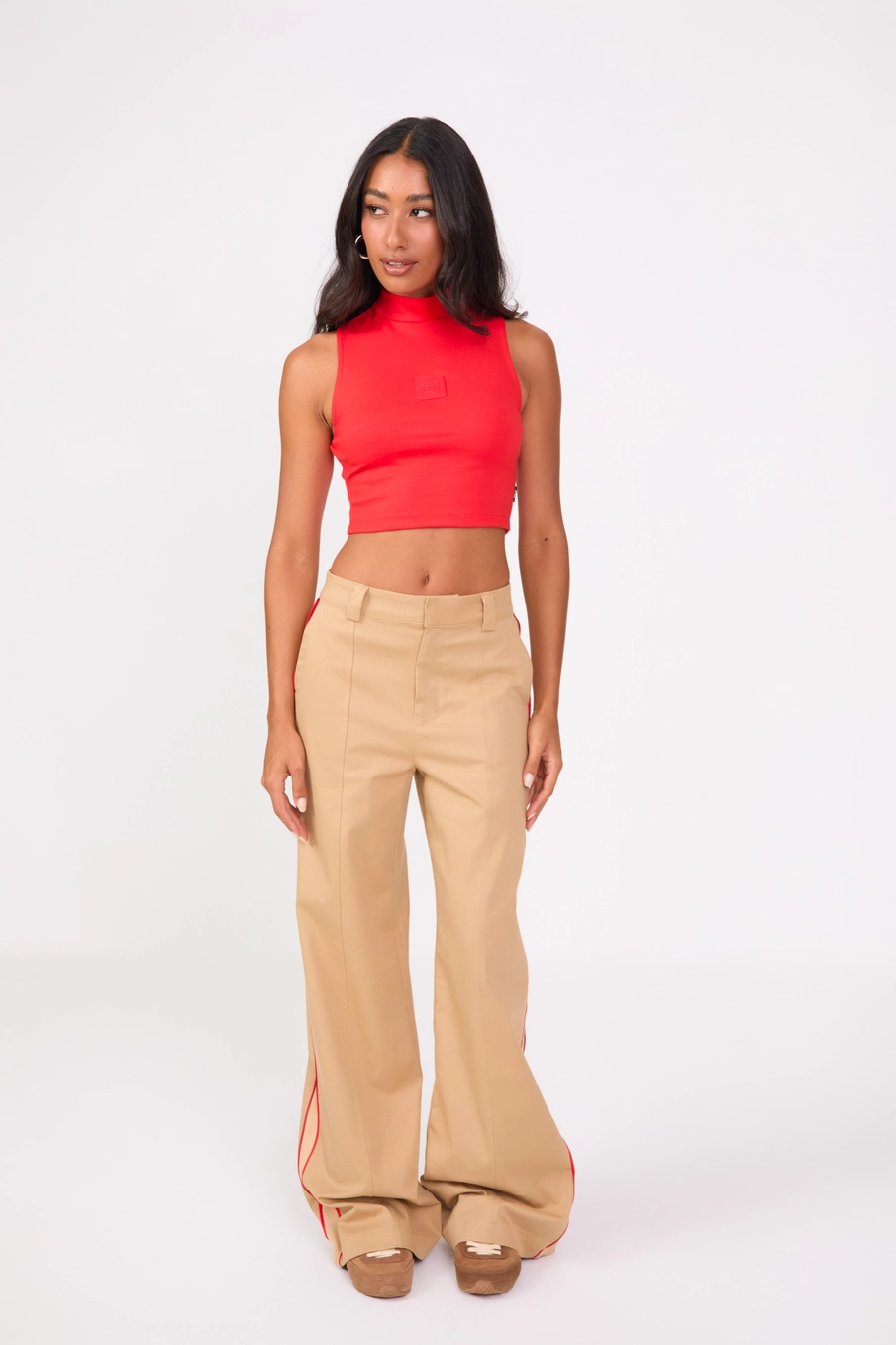 Top Slim Canelado Gola Alta Vermelho 4