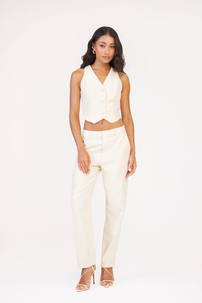 Colete Alfaiataria Feminino Slim Bege 3