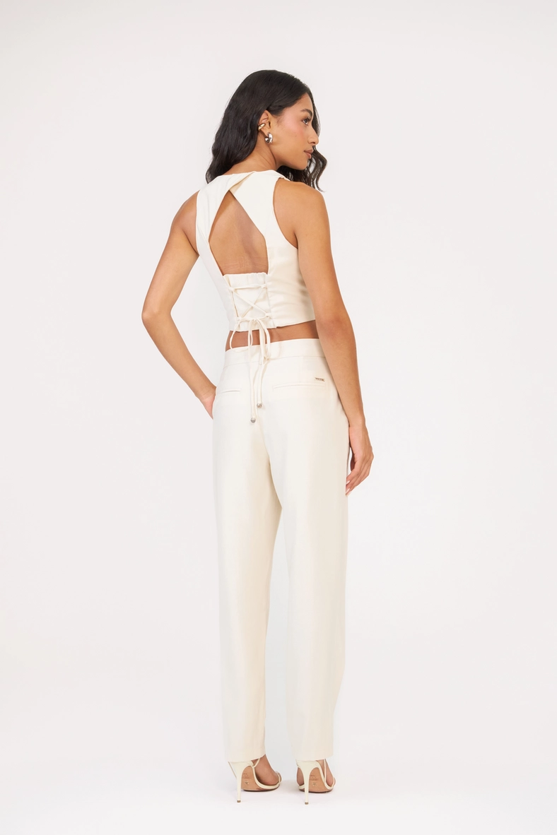 Colete Alfaiataria Feminino Slim Bege 4