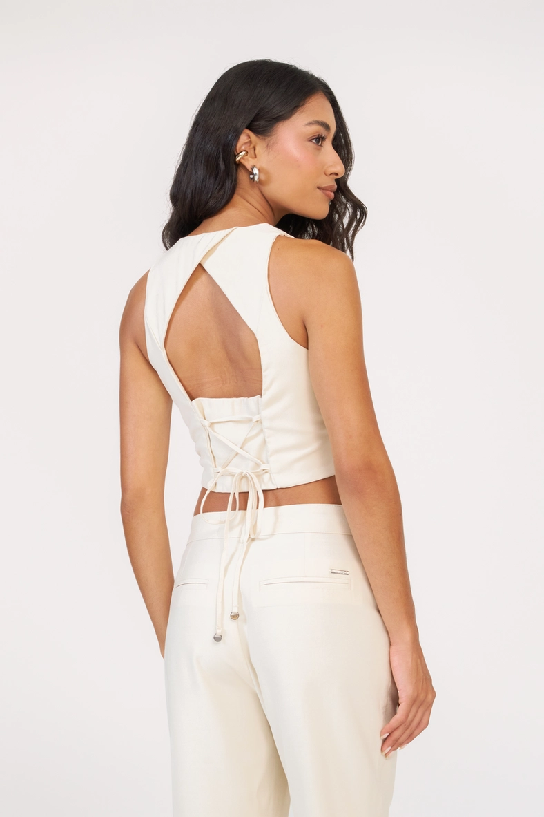 Colete Alfaiataria Feminino Slim Bege 2