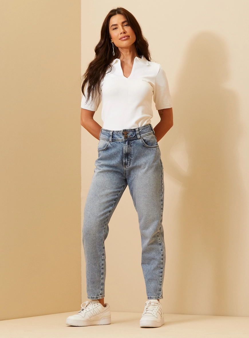 Calça Feminina Jeans Mom Ayla Índigo 1
