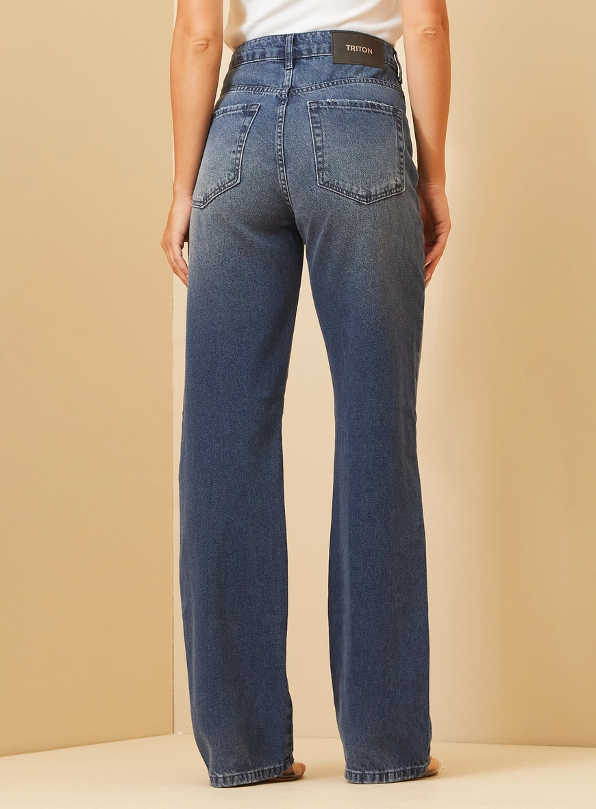 Calça Feminina Jeans Reta - Laura Índigo 4