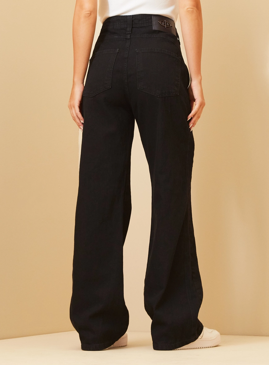 Calça Jeans Feminina Wide Leg Loren Indigo Preto 4