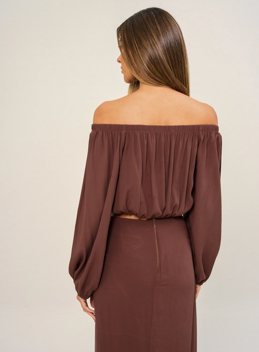 Blusa Feminina Ombro A Ombro Marrom 2