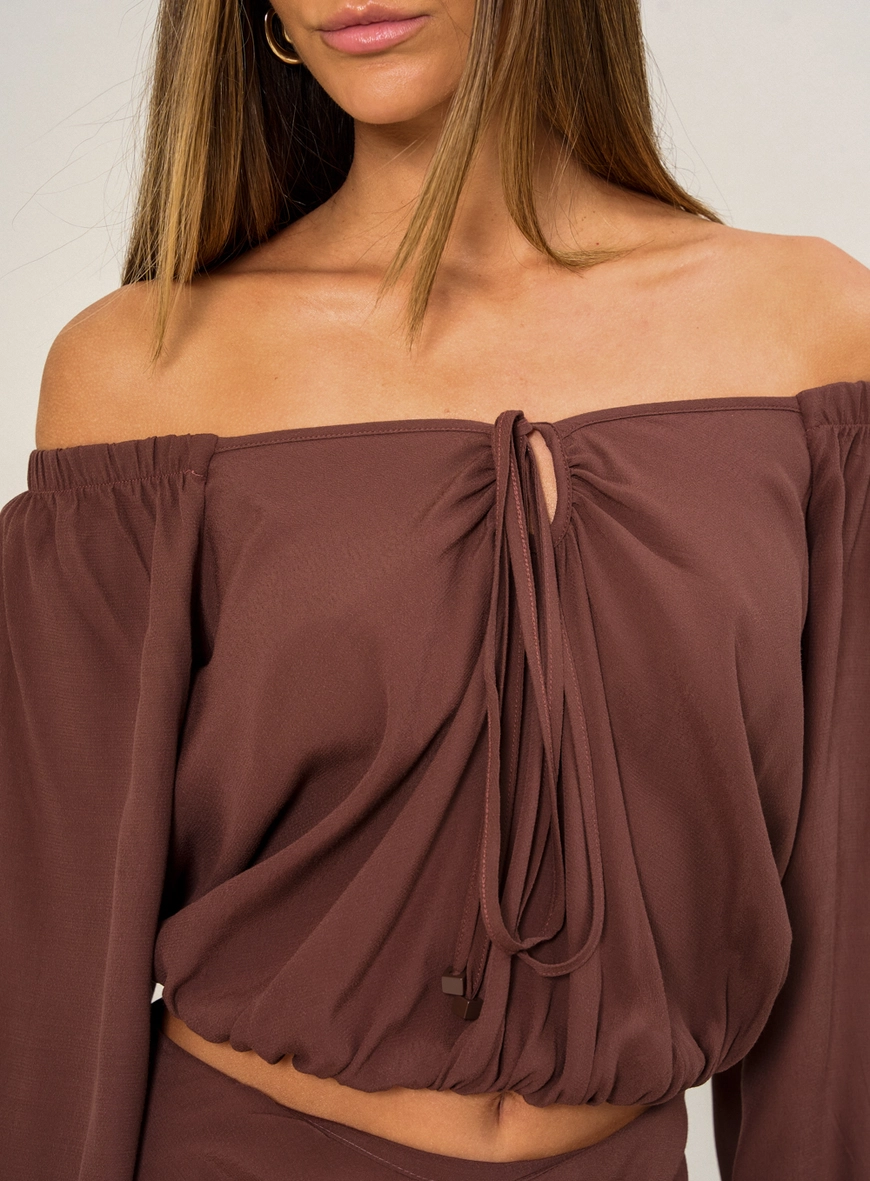 Blusa Feminina Ombro A Ombro Marrom 3