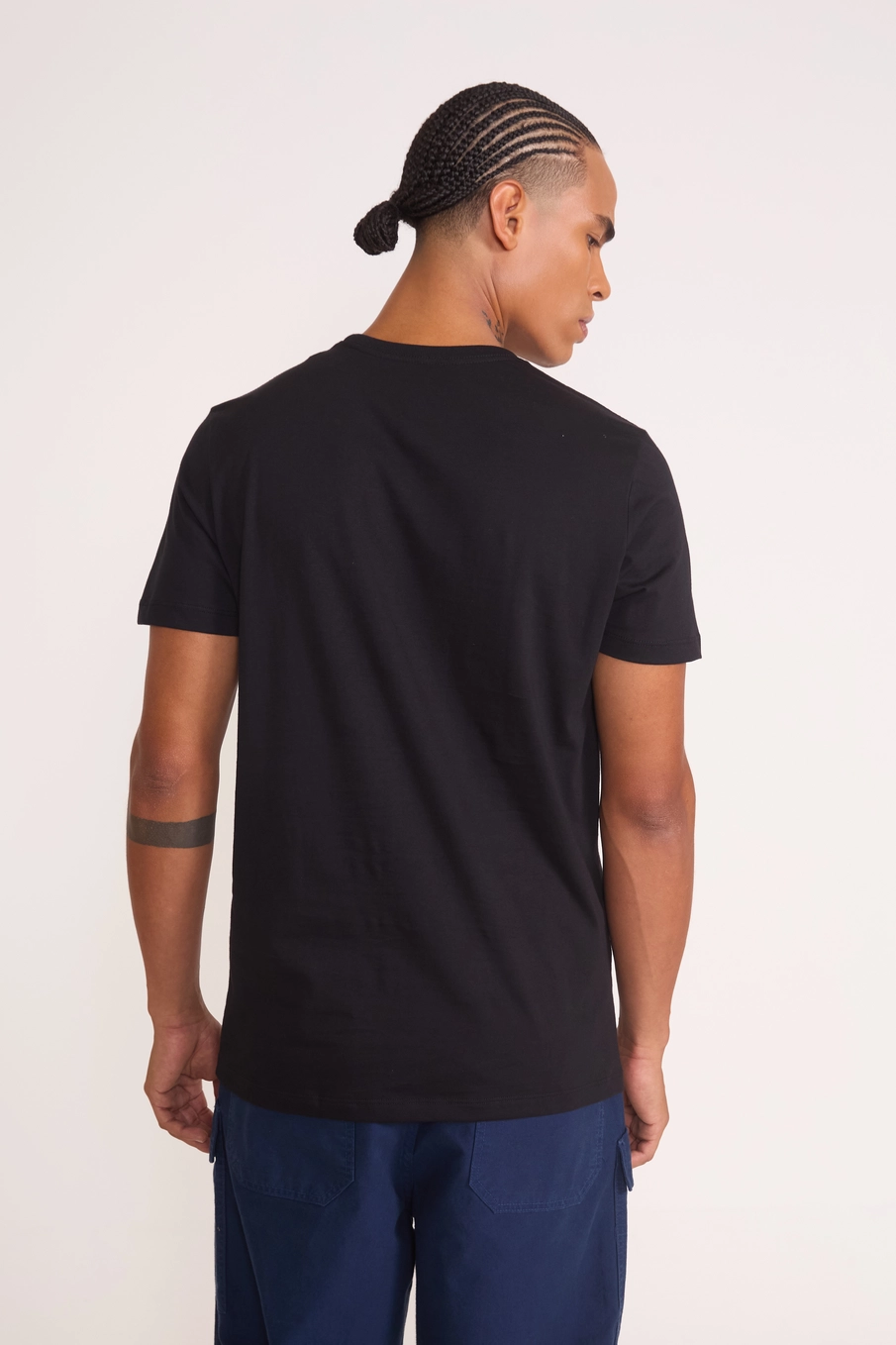 Camiseta Masculina De Algodão Slim Preto