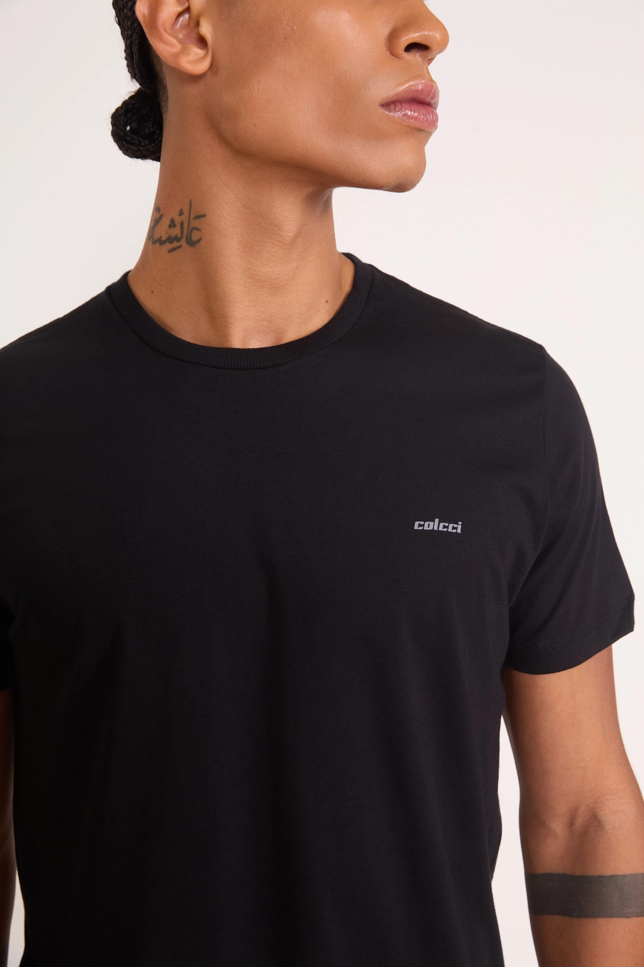 Camiseta Masculina De Algodão Slim Preto
