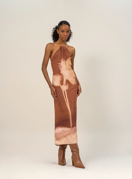 Vestido Midi Com Estampa Localizada