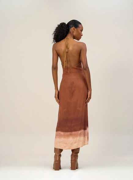Vestido Midi Com Estampa Localizada