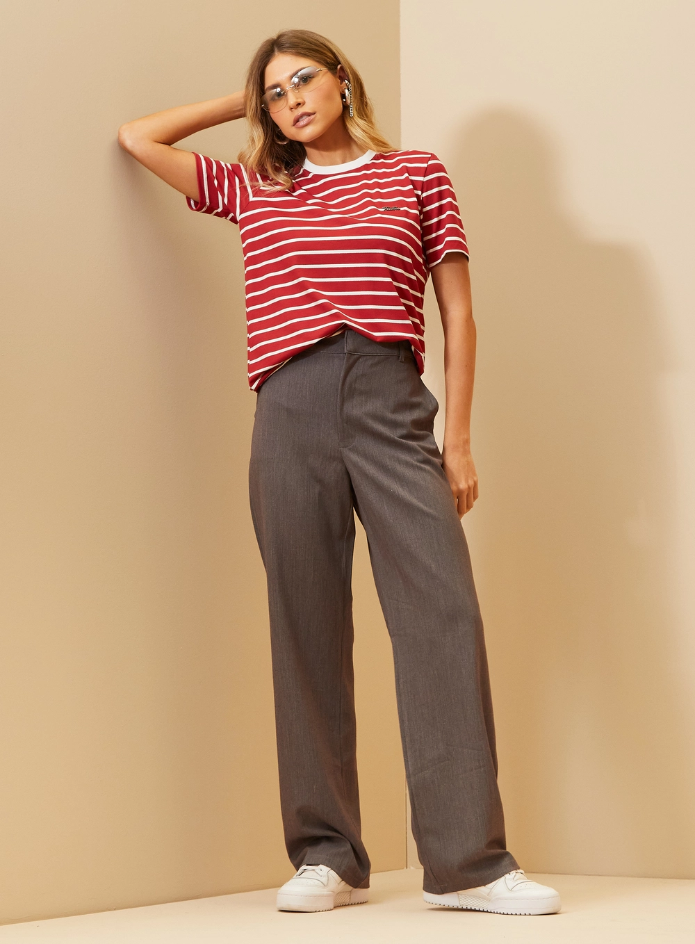 Calça Feminina Alfaiataria - Reta Cinza 1