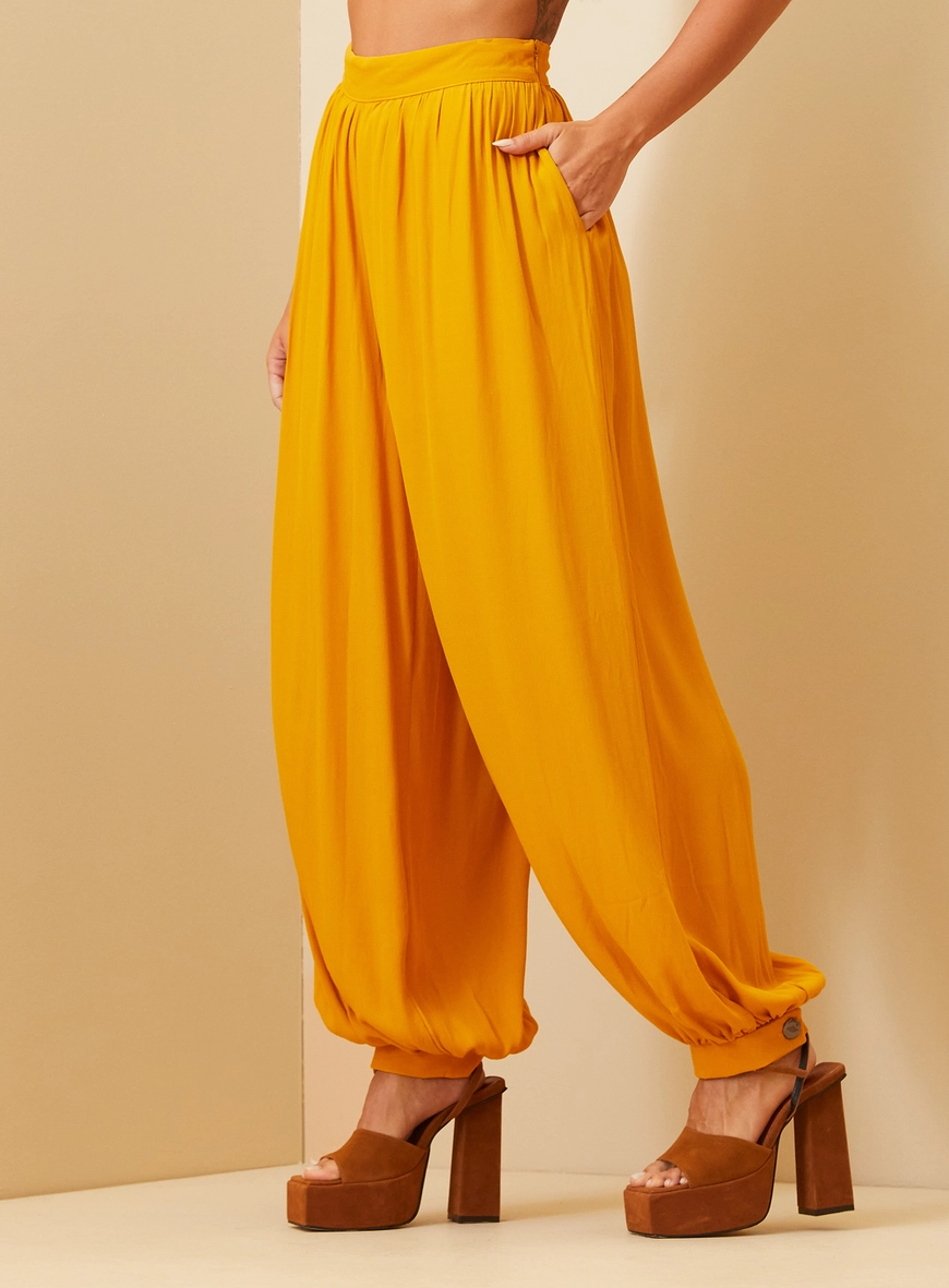 Calça Feminina Com Barra Balonê Amarelo Sunray 2