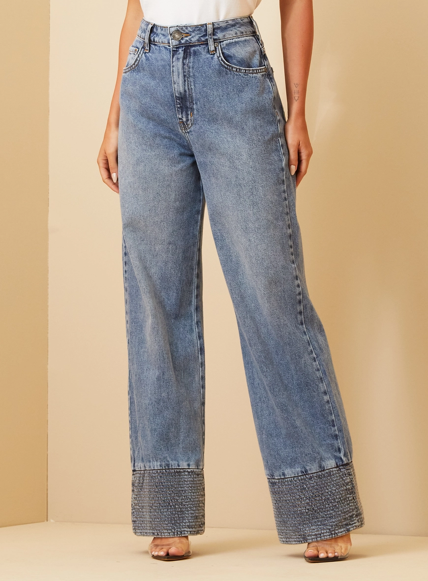Calça Jeans Feminina Wide Leg - New Loren Índigo 2