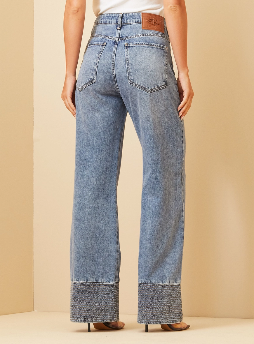 Calça Jeans Feminina Wide Leg - New Loren Índigo 4